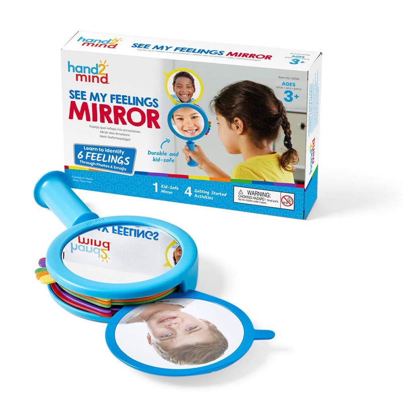 hand2mind hand2mind See My Feelings Mirror, Play Therapy Toys, Mindfulness for Kids, Emotional Regulation for Kids, Social Emotional Learning Activities, Calm Down Corner Supplies, Calming Corner (Set of 1) - Image 1