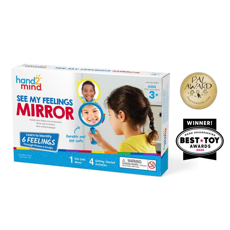 hand2mind hand2mind See My Feelings Mirror, Play Therapy Toys, Mindfulness for Kids, Emotional Regulation for Kids, Social Emotional Learning Activities, Calm Down Corner Supplies, Calming Corner (Set of 1) - Image 3