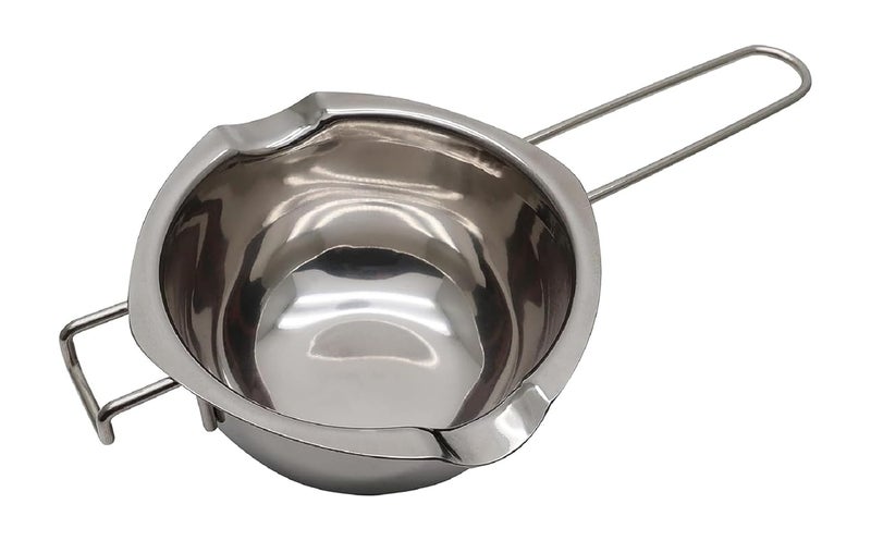 FirstTry Double Boiler Pot with Heat Resistant Handle I Stainless Steel Melting Bowl I for Chocolate Candy Cheese Butter and Candle Wax Making I Silver Capacity 400 ML SS 201 - Image 1