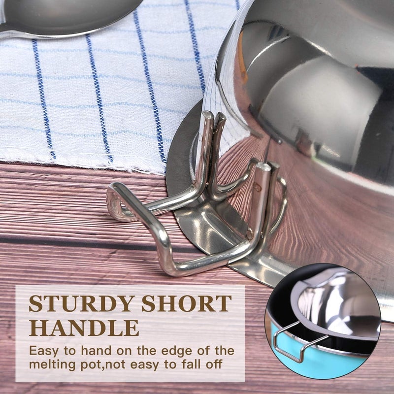 FirstTry Double Boiler Pot with Heat Resistant Handle I Stainless Steel Melting Bowl I for Chocolate Candy Cheese Butter and Candle Wax Making I Silver Capacity 400 ML SS 201 - Image 4