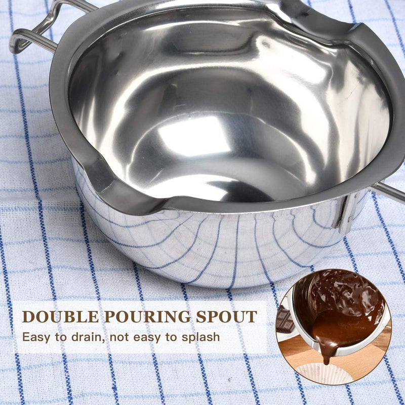 FirstTry Double Boiler Pot with Heat Resistant Handle I Stainless Steel Melting Bowl I for Chocolate Candy Cheese Butter and Candle Wax Making I Silver Capacity 400 ML SS 201 - Image 5