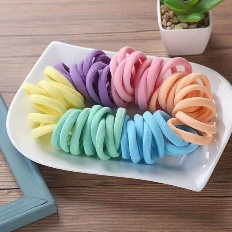 High elastic seamless ring hair ring high horsetail plain ring rubber band  color 100PC - Image 2