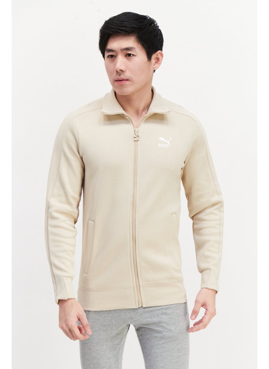 PUMA Men Sportswear Fit Embroidered Logo Training Jacket, Beige  - Image 1