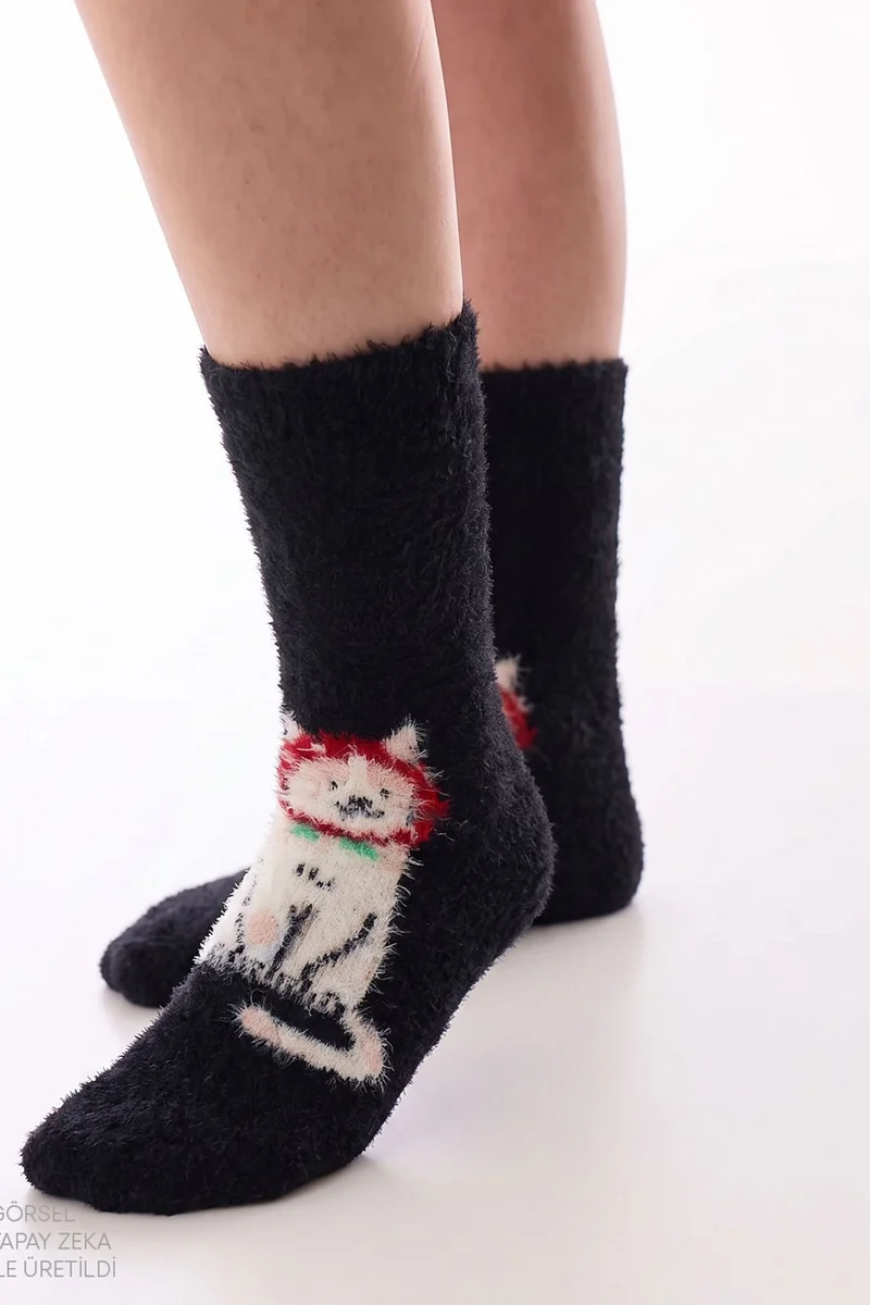 Penti PENTI Happy Cat Cat Pattern Crew Socks