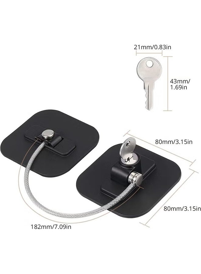 2-Piece Fridge Freezer Door Lock with 2 Keys, for Appliances Kitchen Cabinets Fridge Door Refrigerator Cabinet Drawer, Black - Image 2