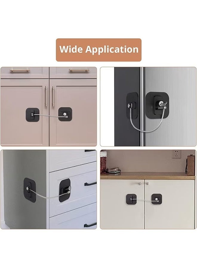 2-Piece Fridge Freezer Door Lock with 2 Keys, for Appliances Kitchen Cabinets Fridge Door Refrigerator Cabinet Drawer, Black - Image 3