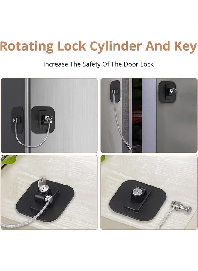 2-Piece Fridge Freezer Door Lock with 2 Keys, for Appliances Kitchen Cabinets Fridge Door Refrigerator Cabinet Drawer, Black - Image 5