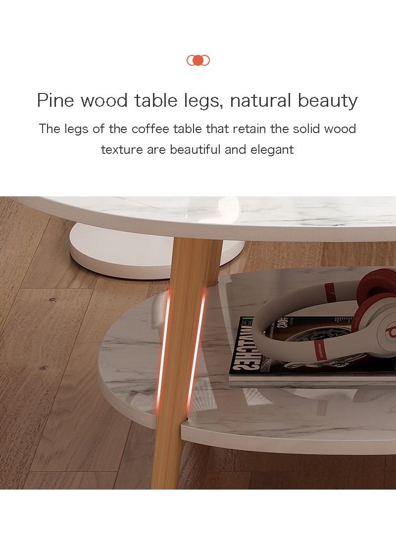 AnneFish - 110*55*42cm Coffee Table Double Layer Drop-shaped Engineering Board Coffee Table With Large Storage Capacity For Living Room - Image 1