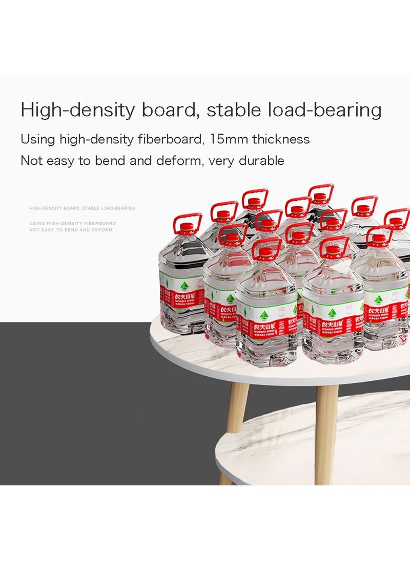 AnneFish - 110*55*42cm Coffee Table Double Layer Drop-shaped Engineering Board Coffee Table With Large Storage Capacity For Living Room - Image 1