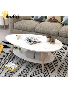 110*55*42cm Coffee Table Double Layer Drop-shaped Engineering Board Coffee Table With Large Storage Capacity For Living Room
