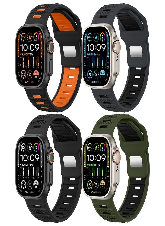 MoKo 4Pack Sport Bands Compatible with Apple Watch Ultra 3/2/1 Strap 49mm 46mm 45mm 44mm 42mm, Wide Silicone Loop Strap Smart Watch Band for iWatch SE3/SE2/SE Series 11 10 9 8 7 6 5 4 3 2 1,Multi-C B - Image 1
