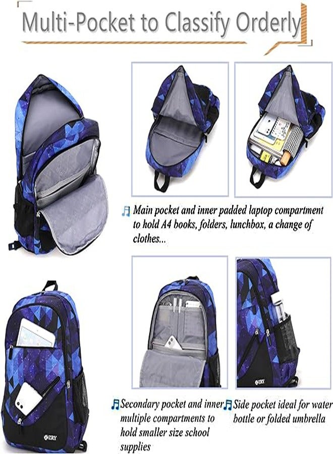 ZCM-HAPPY Three-Piece Trolley School Bag, Lunch Bbox Bag, Pencil Case, Large-Capacity Waterproof Bag - Image 3