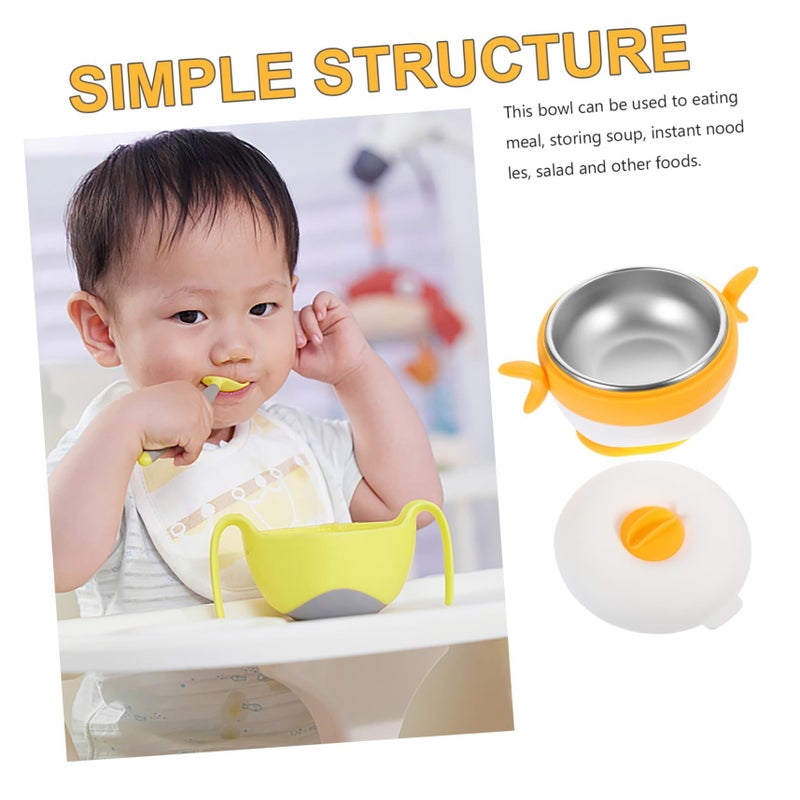 Yellow Insulated Double Layer Thermal Bowl Break Resistant Portable Food Container - Image 4