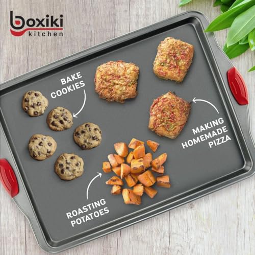 Boxiki Kitchen Premium Nonstick Baking Sheet Pans – Set of 3, Heavy-Gauge Carbon Steel, Warp, Dent, and Rust-Resistant – Gourmet Rimmed Half Cookie Sheet Trays, Non-Toxic for Exceptional Baking Performance - Image 2