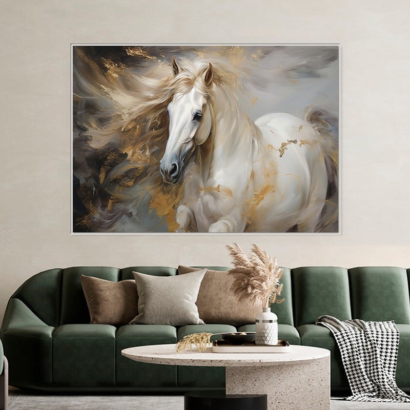 ماركتنا لوحة قماشية بتصميم حصان مع برواز مجوف مقاس (90×60) قطعة واحدة - Image 3