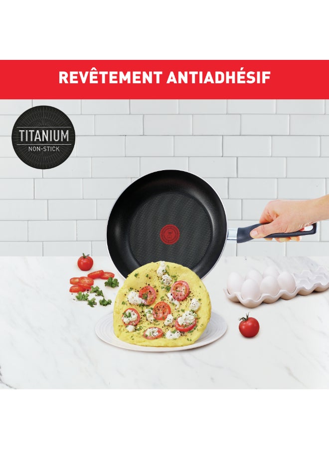 TEFAL Cookware Set of 7 Pieces | Super Cook | Frypan 24 cm/Saucepan 18 cm+lid/Stewpot 24 cm+Lid/Spoon/Slotted Spatula | Non-Stick with Thermo Signal | Aluminium | Black | 2 Years Warranty | B459S784 Black - Image 4
