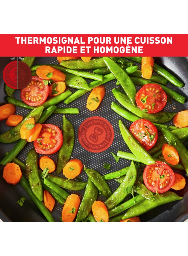 TEFAL Cookware Set of 7 Pieces | Super Cook | Frypan 24 cm/Saucepan 18 cm+lid/Stewpot 24 cm+Lid/Spoon/Slotted Spatula | Non-Stick with Thermo Signal | Aluminium | Black | 2 Years Warranty | B459S784 Black - Image 5