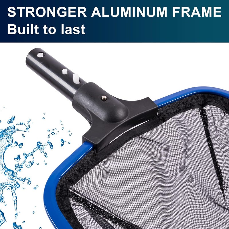 POOLAZA Pool Skimmer Net, Durable Fine Mesh Pool Net Skimmer, Sturdy Frame Pool Nets for Cleaning with Semi-Deep Netting Bag - Image 3