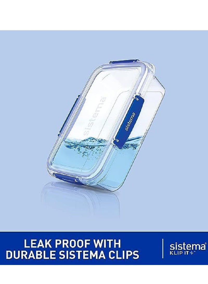 Sistema 2.2 Liter Klip it Rectangular stackable Food Container Pack of 3, built with leak proof seal + easy locking clips, is Microwave, dishwasher safe and Phthlate & BPA Free. - Image 3