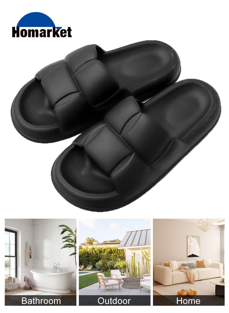HomarKet Pillow Slippers Soft Shower Slippers for Women and Men Non Slip Quick Drying Shower Slides Bathroom Sandals with Ultra Cushion and Thick Sole  - Image 1