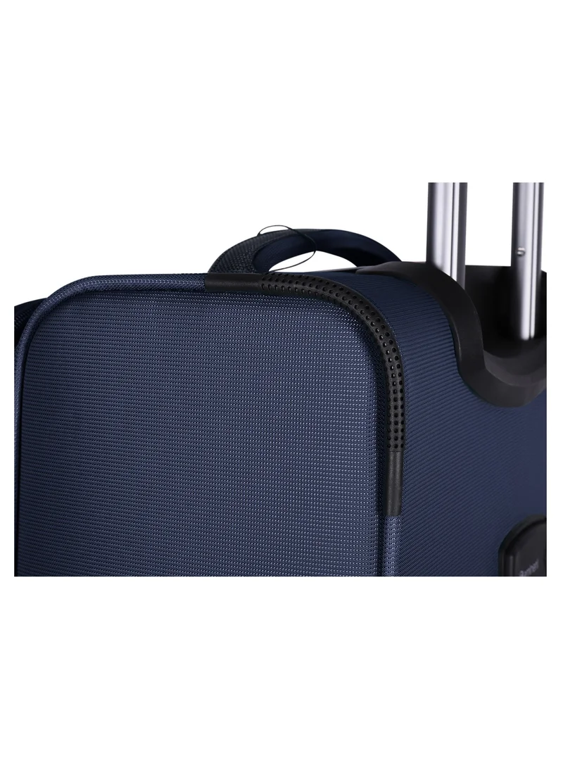 eminent Unisex Soft Travel Bag Medium Luggage Trolley Polyester Lightweight Expandable 4 Double Spinner Wheeled Suitcase with 3 Digit TSA lock E751 Navy Blue