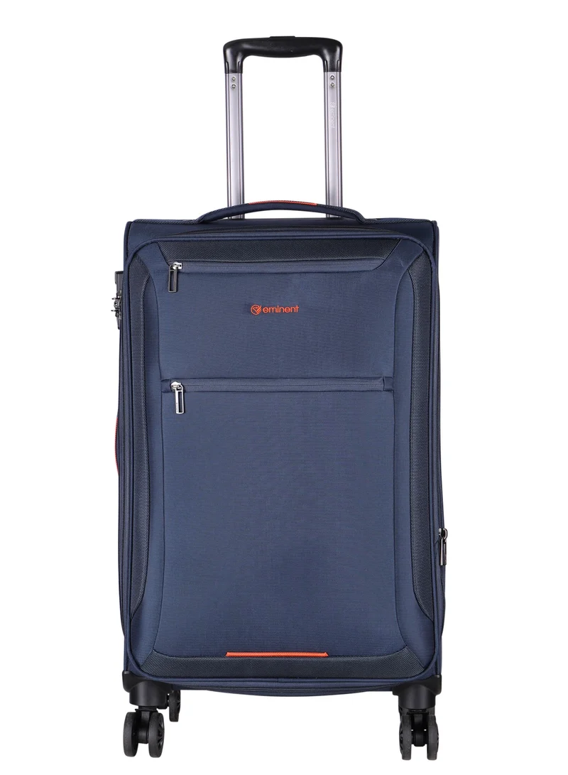 إيمينينت Unisex Soft Travel Bag Medium Luggage Trolley Polyester Lightweight Expandable 4 Double Spinner Wheeled Suitcase with 3 Digit TSA lock E751 Navy Blue