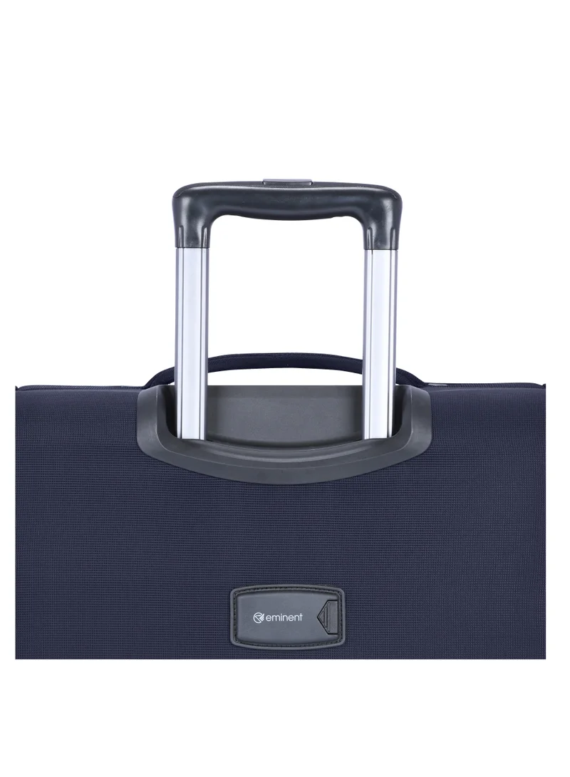 eminent Unisex Soft Travel Bag Medium Luggage Trolley Polyester Lightweight Expandable 4 Double Spinner Wheeled Suitcase with 3 Digit TSA lock E751 Navy Blue