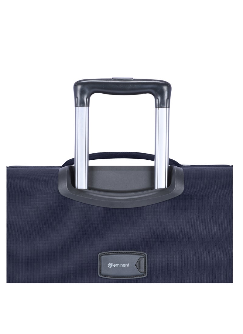 eminent Unisex Soft Travel Bag Medium Luggage Trolley Polyester Lightweight Expandable 4 Double Spinner Wheeled Suitcase with 3 Digit TSA lock E751 Navy Blue  - Image 5