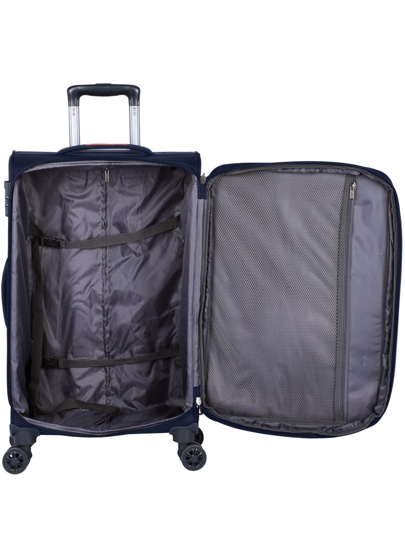eminent - Unisex Soft Travel Bag Medium Luggage Trolley Polyester Lightweight Expandable 4 Double Spinner Wheeled Suitcase with 3 Digit TSA lock E751 Navy Blue - Image 1