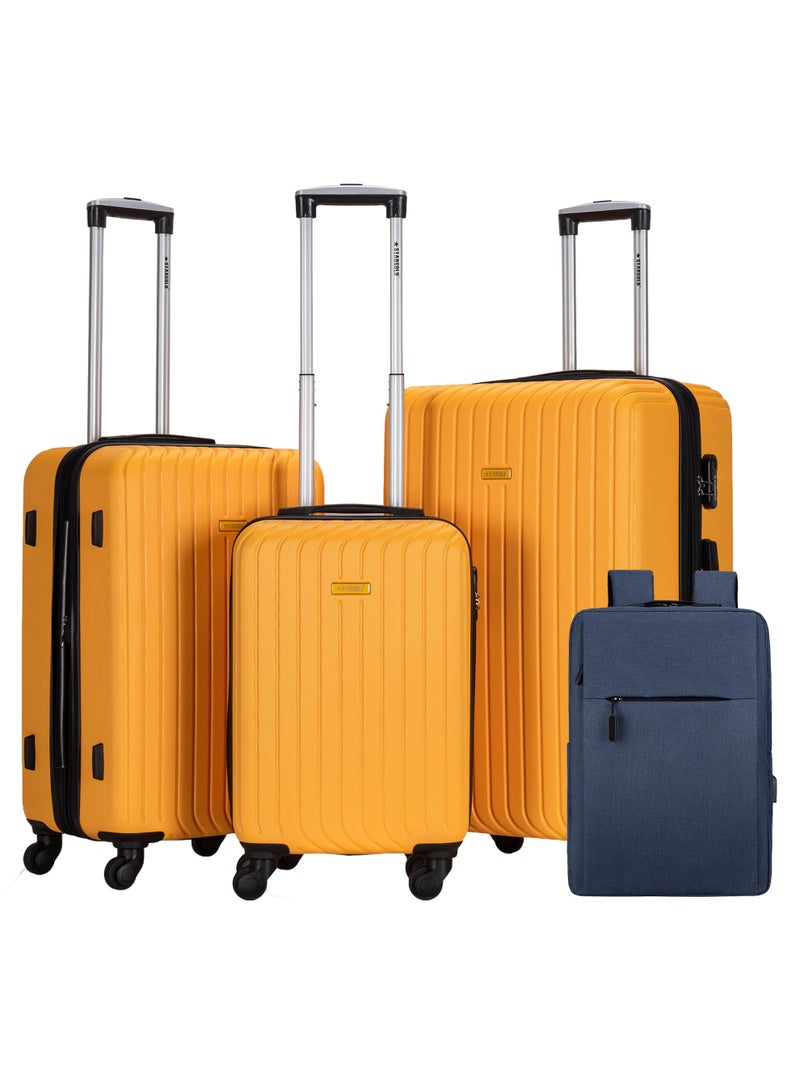 STARGOLD Luggage Set of 3 Pcs with Free Laptop Backpack – Lightweight Hard Shell Travel Luggage Set, ABS Unbreakable Suitcase Set of 3 with 360° Rotating Wheels & Combination Lock