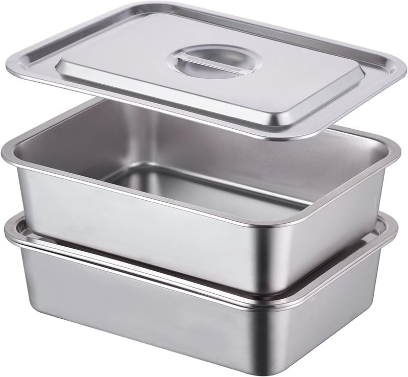 CozyState 4-Piece 4 Inch Extra Deep Lasagna Baking Pan with Lid, 11x14 Inch 7.4QT Large Stainless Steel Nonstick Lasagna Baking Roasting Pans Casserole Dishes for Oven with Lids(M, 2 Pack) - Image 1