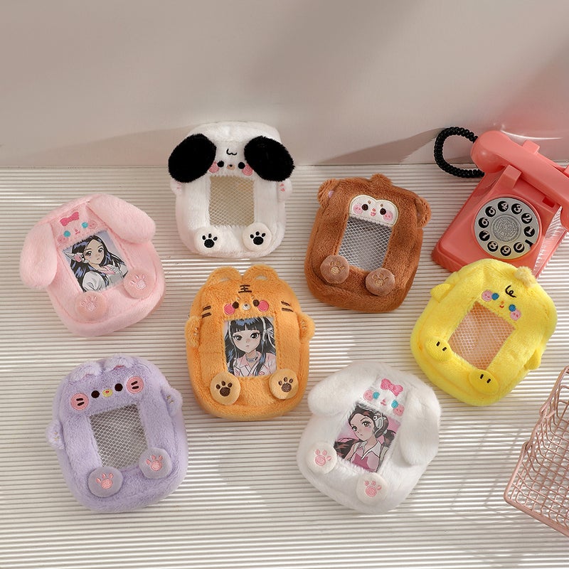 Hisocute Homemade Three-Inch Small Animal Plush Card Holder With Zipper Girl Halter Change Earphone Storage Bag - Image 2