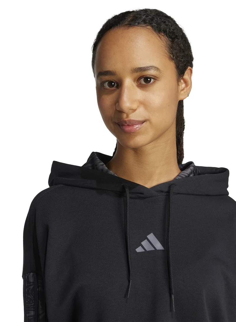 Adidas Essentials 3 Stripes Print French Terry Hoodie