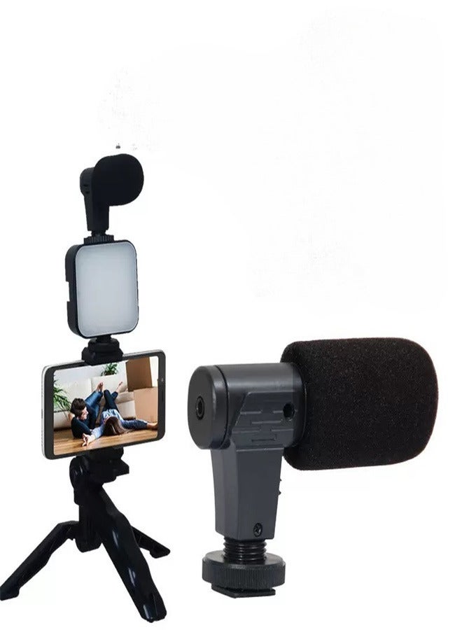 Vlogging Kit LED Video Light Microphone Mobile Phone Holder Hand Grip Mini Tripod Compatible with Smartphones for Live Streaming and Meetings  - Image 3