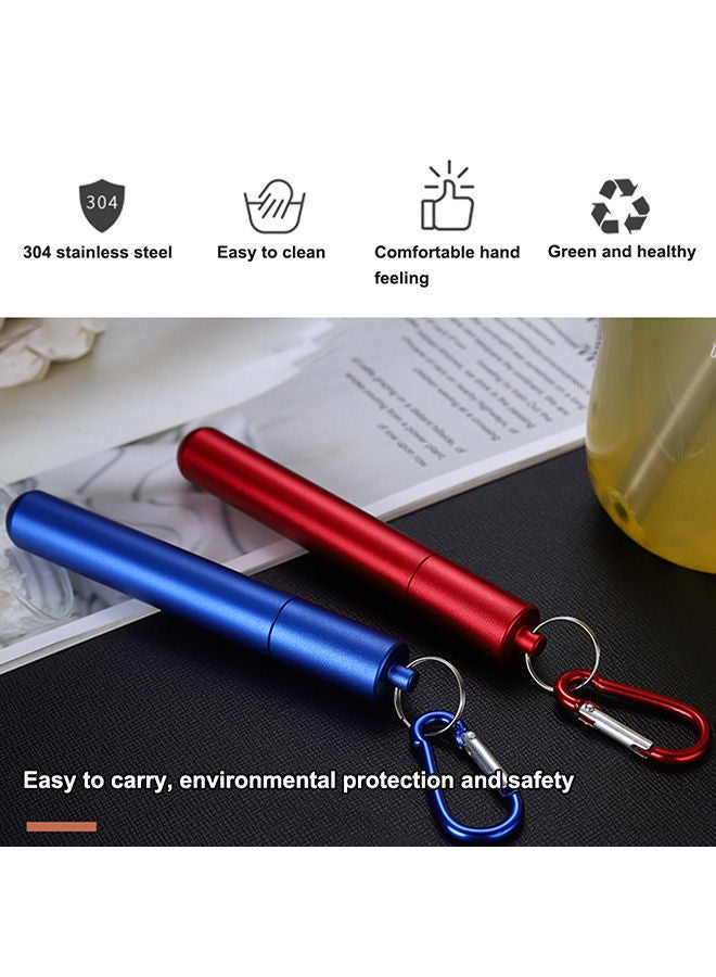 نيبمينينت طقم ماصات قابلة للطي وإعادة الاستخدام من 4 قطع أزرق / فضي أبيض - Image 2