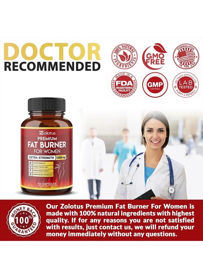 Zolotus Premium Weight Loss Pills for Women, The Best Belly Fat Burners for Women and Men, Metabolism Booster, Energy Pills, Highest Potency with Green Tea Extract 98%, 2 Months Supply - Image 3