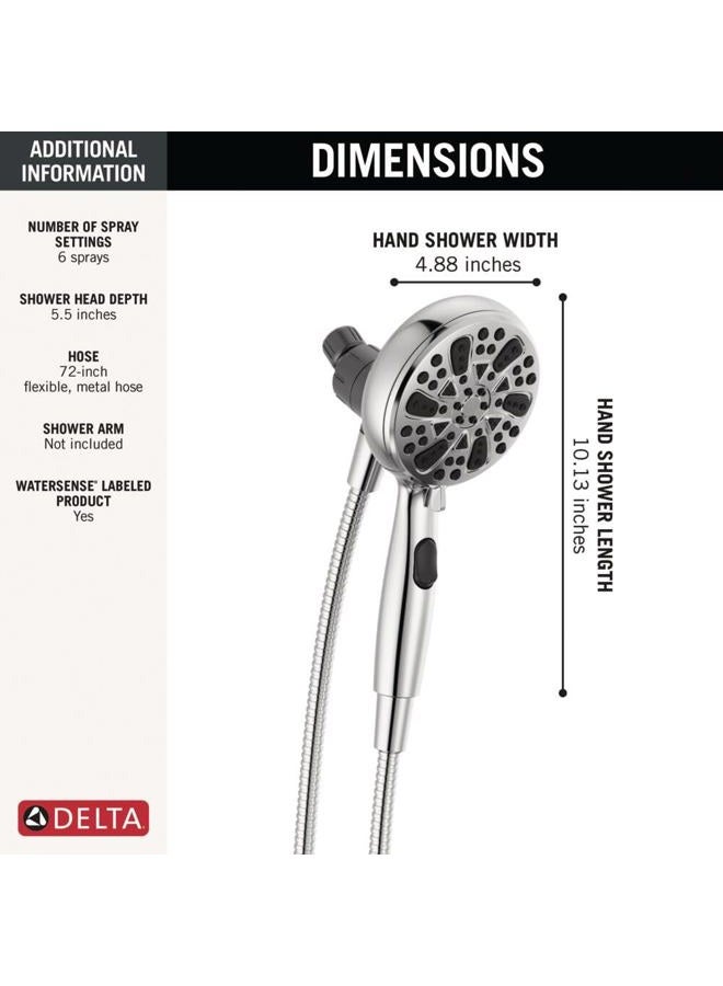 Delta -Faucet 6-Spray SureDock Magnetic Shower Head with Handheld Spray, Chrome Shower Head with Hose, Showerheads & Handheld Showers, Handheld Shower Heads, MagnaTite Docking, Chrome 75609 - Image 3