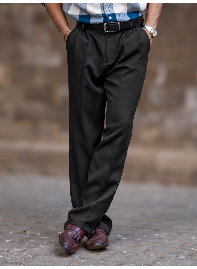 Maniac Maniac Mens Solid Black Woven Fabric Korean Trouser  - Image 4