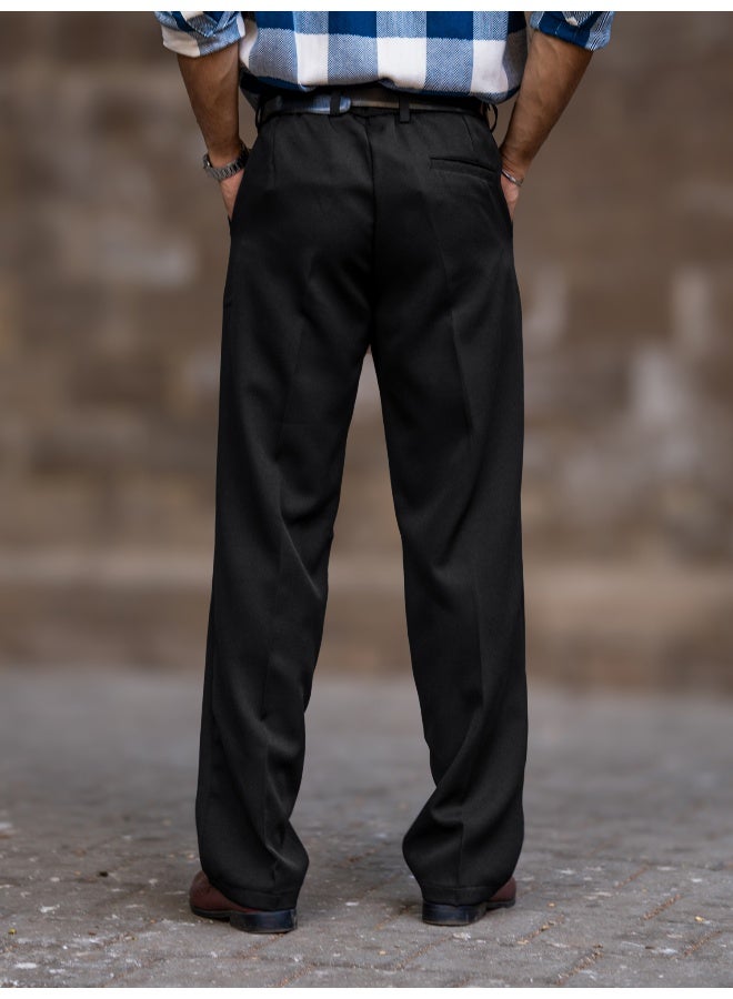 Maniac Maniac Mens Solid Black Woven Fabric Korean Trouser  - Image 5