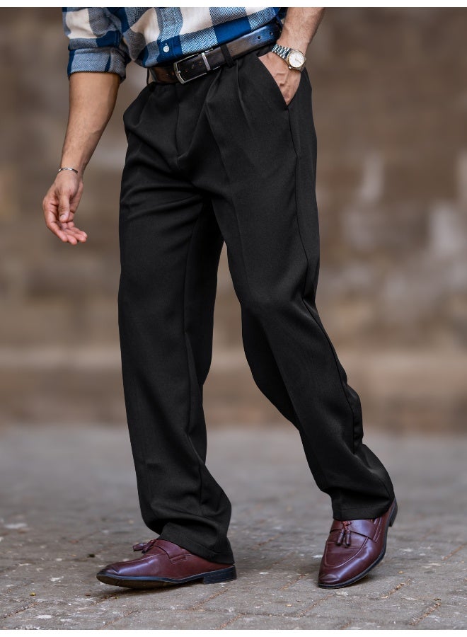 Maniac Maniac Mens Solid Black Woven Fabric Korean Trouser  - Image 3