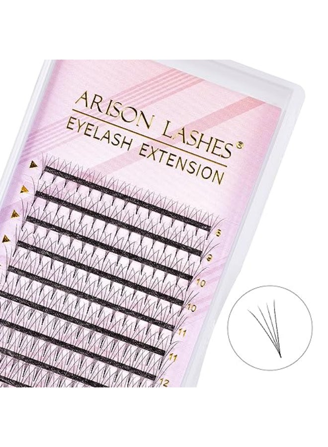 Arison Lashes Premade Lashes Fans False Eyelash Russian Extension Volume Fluff Natural Cat Eye Lashes 4D C Curl 007 Thickness 815mm Mix Lash Tray - Image 1