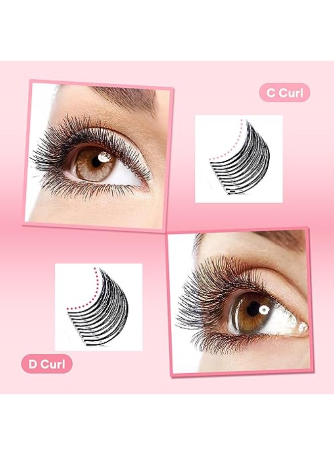 Arison Lashes Premade Lashes Fans False Eyelash Russian Extension Volume Fluff Natural Cat Eye Lashes 4D C Curl 007 Thickness 815mm Mix Lash Tray - Image 3