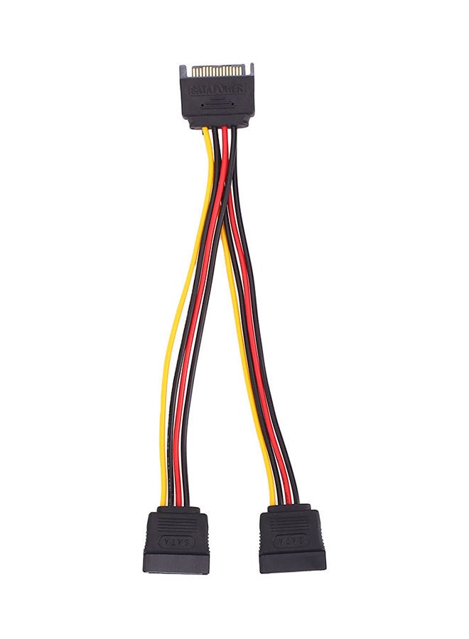 NIBEMINENT SATA 15 Pin Male To Dual Female Power Extension Y Splitter Cable Adapter Multicolour - Image 1