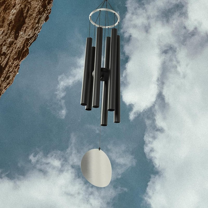 Litu Wind Chimes for Outside, 32-inch Aluminum Deep Tone Wind Chimes, Memorial Wind Chimes Outdoor, Memorial Gifts for Parents, Suitable for Garden Decoration, Patio, Backyard (Black) - Image 3