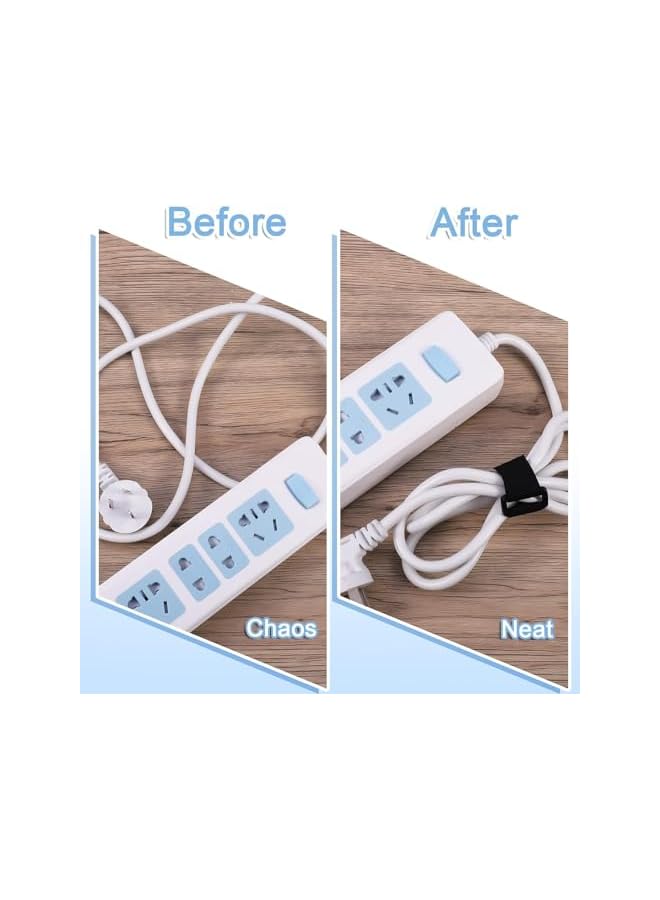 promass 2 Pcs Velcro Cable Ties, 10m Adjustable Velcro Cable Straps Heavy Duty with 50 Buckles, Free Cut Self Hook for Cable Tidy, Wire Management, Cord Organiser,Reusable Fastening Tape Cable Ties - Image 3