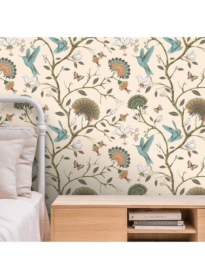 Bluejw Wallpaper Flowers And Birds Green Plant Self-adhesive Wallpaper Living Room Background Transformation Roll Wallpaper RW236-250 - Image 3