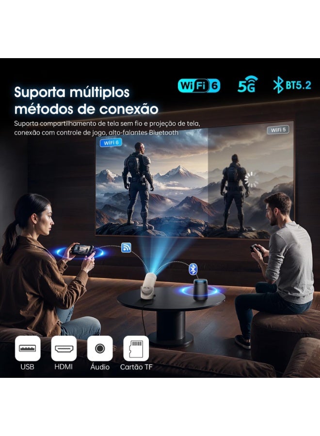 Mini Projector with WiFi and Bluetooth, Portable Projector Full HD 4K Support with 180° Rotation Adjustment, 8000 lumen,220 ANSI Lumens,Vertical Auto Keystone Correction, Home Projector for Phone - Image 3