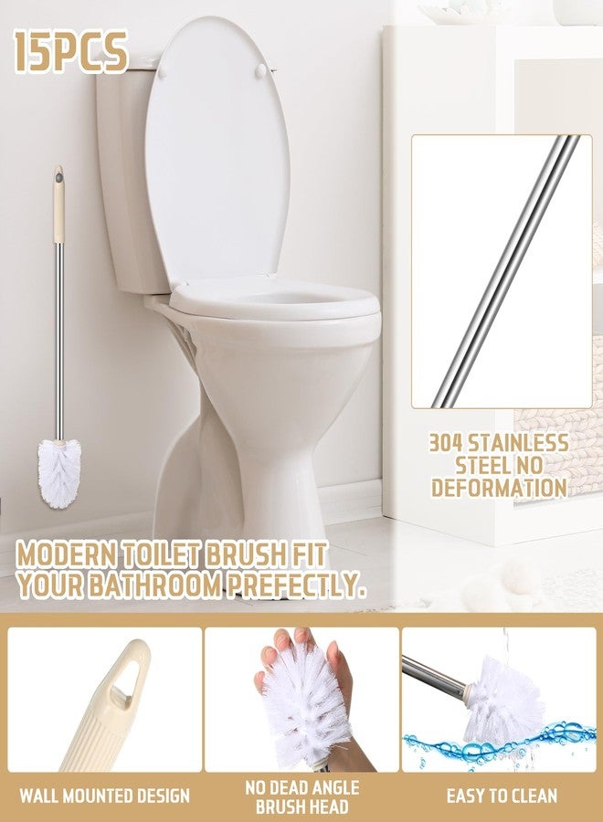 Potchen 15 Pack Toilet Brush 18.5 Inch Toilet Bowl Brush Bathroom Cleaning Supplies White Stainless Handle Toilet Scrubber Brush for Deep Cleaning - Image 3