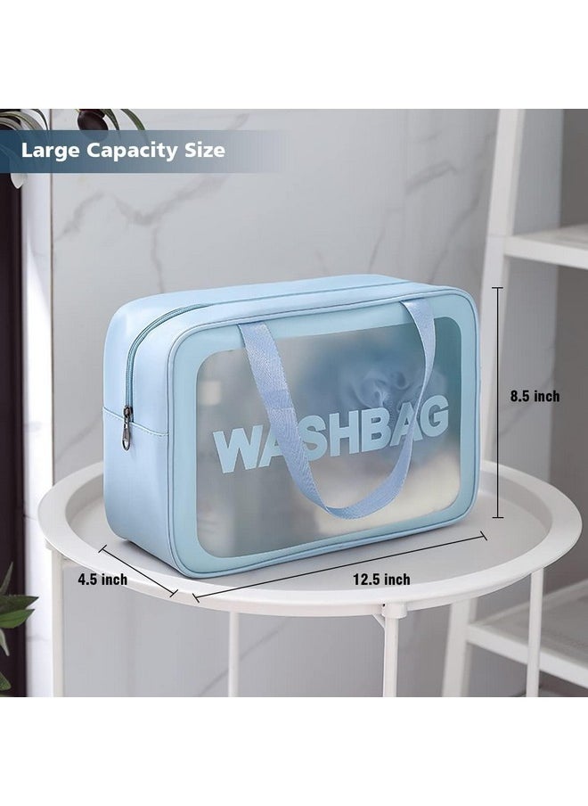 INOVERA (LABEL) INOVERA (LABEL) Makeup Organizer Bag - Travel Cosmetic Toiletry Storage Pouch - Water-Resistance Vanity Washbag for Women, Girls (Light Blue)  - Image 2