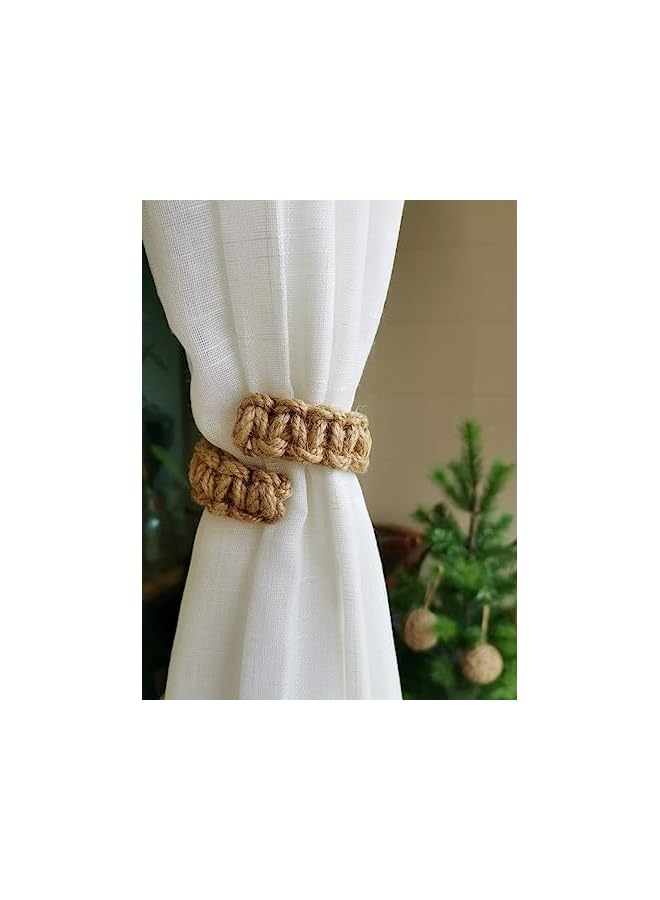 Green Tiger Braided Adjustable Curtain Holdbacks, Flexible Rope Curtain Tie Farmhouse Rustic Design, Handmade Curtain Tiebacks for Home Decorations, 8 Pack - Image 3